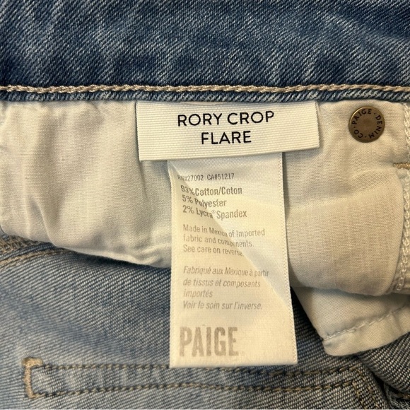 Paige Rory Crop Flare Raw Hem Denim Jeans in Zynn Size 28 - Picture 8 of 9